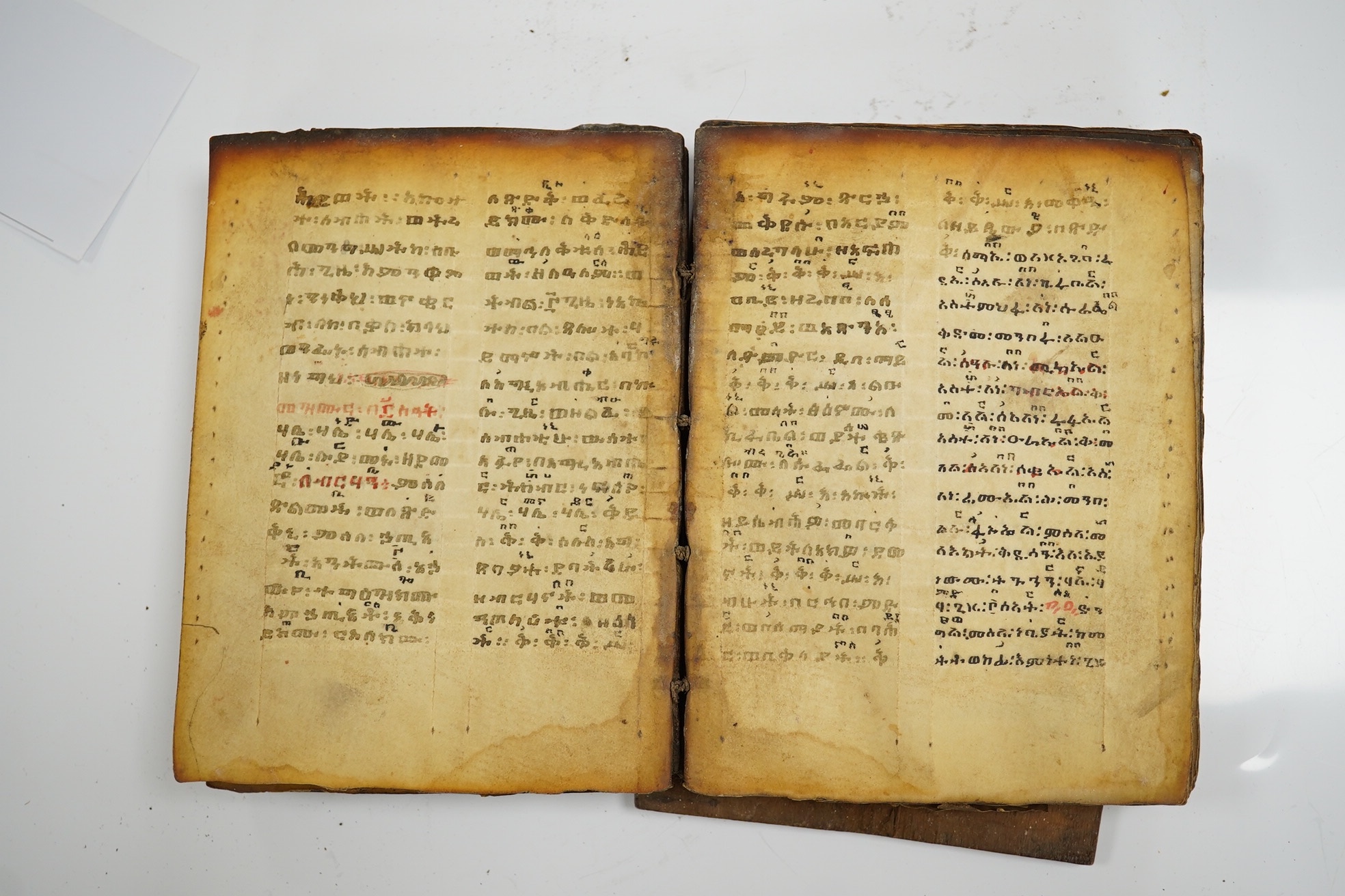 Ethiopian Psalter - A manuscript on vellum, 75 leaves, text in two columns, in black ink, a few letters in red ink, 12mo (165 x 125 mm), written in Ge'ez or classical Ethiopian. Ethiopia, late 18th/early 19th century.